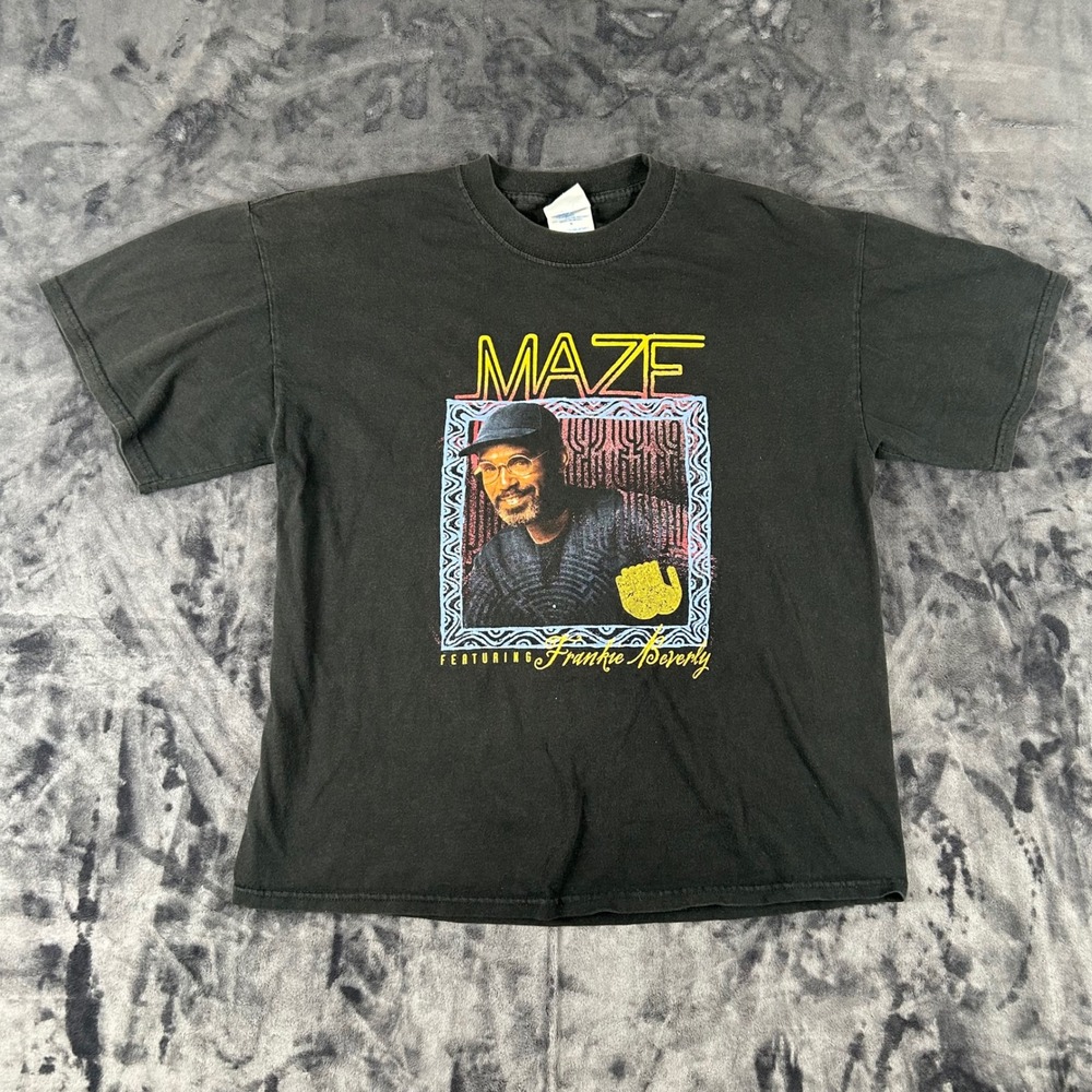 Vintage M&O Knits Maze T-Shirt 90s L Black Frankie Beverly Joy and Pain